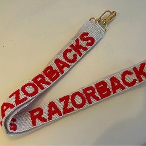 COPY - Beaded University Purse Strap Razorbacks Red White NEW Last One♥️🖤🤍